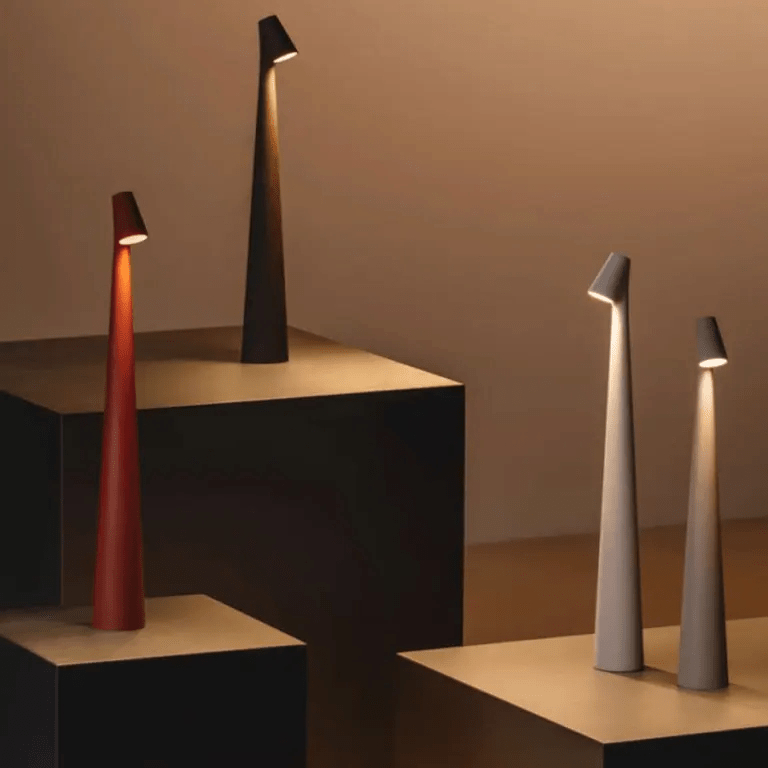 Cordless Touch Table Lamp with Sculptural Nordic Design - Table Lamps - Orange - Seravelle Home