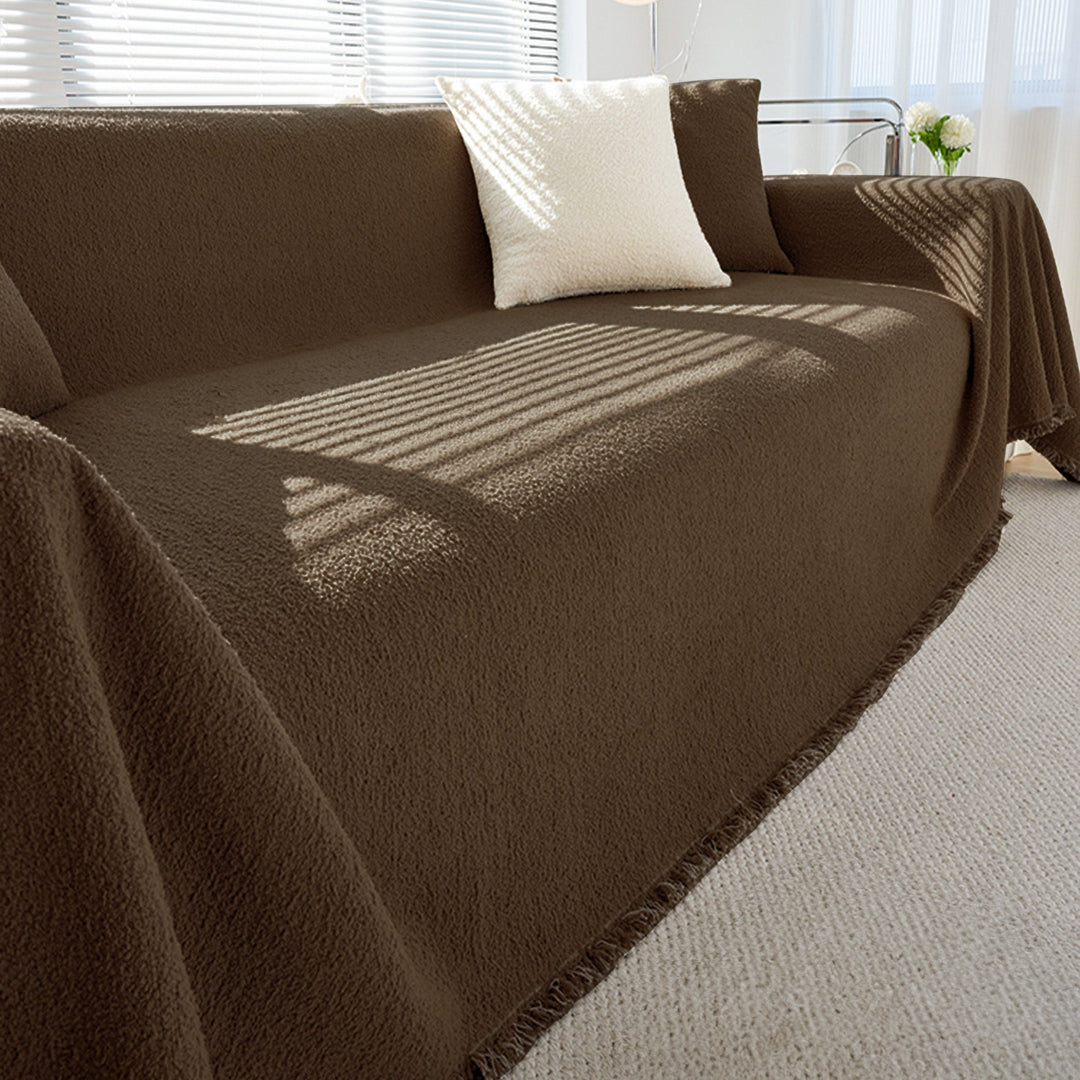 Couch Throw with Soft Textured Design - Sofa Cover - Brown - Seravelle Home
