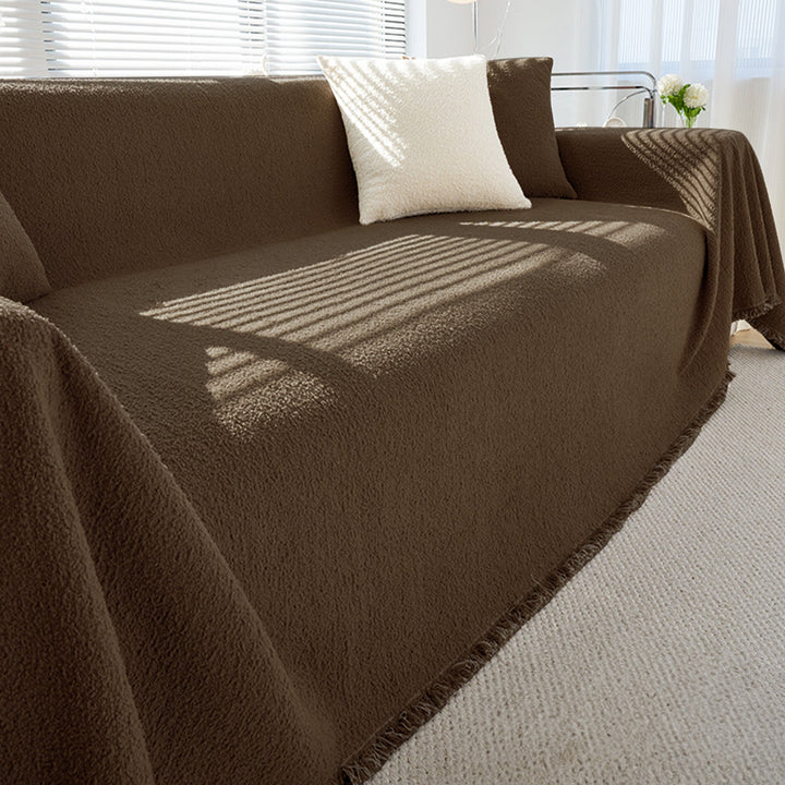 Couch Throw with Soft Textured Design - Sofa Cover - Brown - Seravelle Home
