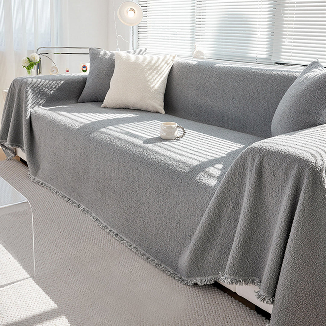 Couch Throw with Soft Textured Design - Sofa Cover - Grey - Seravelle Home