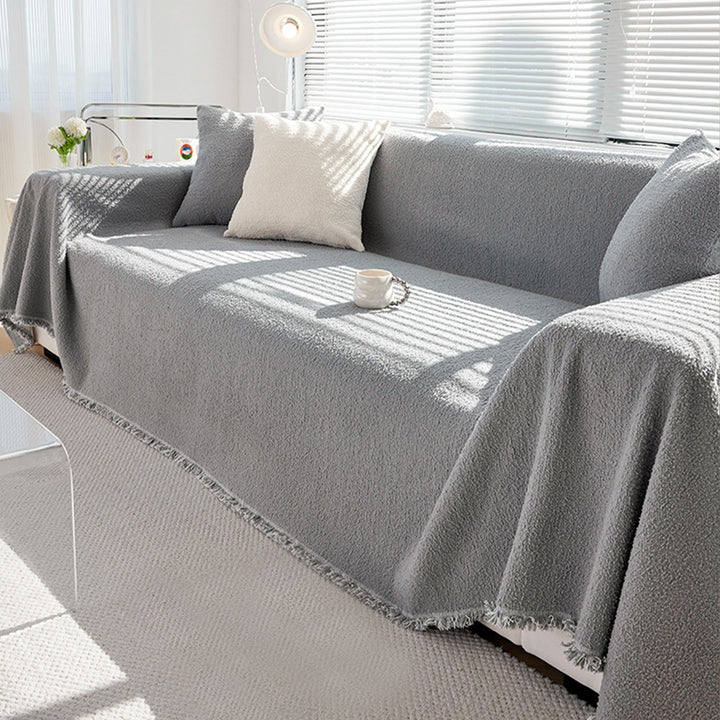 Couch Throw with Soft Textured Design - Sofa Cover - Grey - Seravelle Home