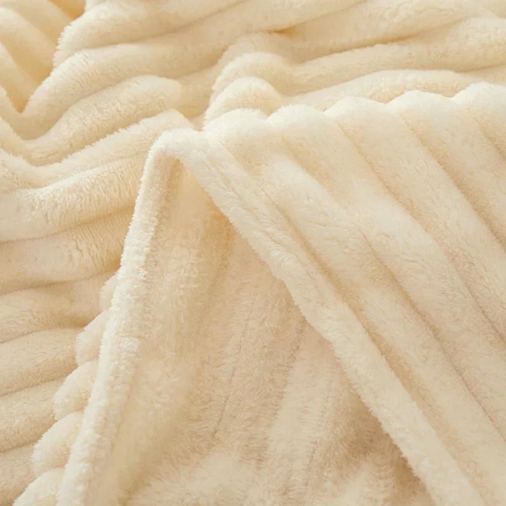 Cozy Soft Striped Flannel Throw Blanket - Throw Blanket - Light Yellow - Seravelle Home