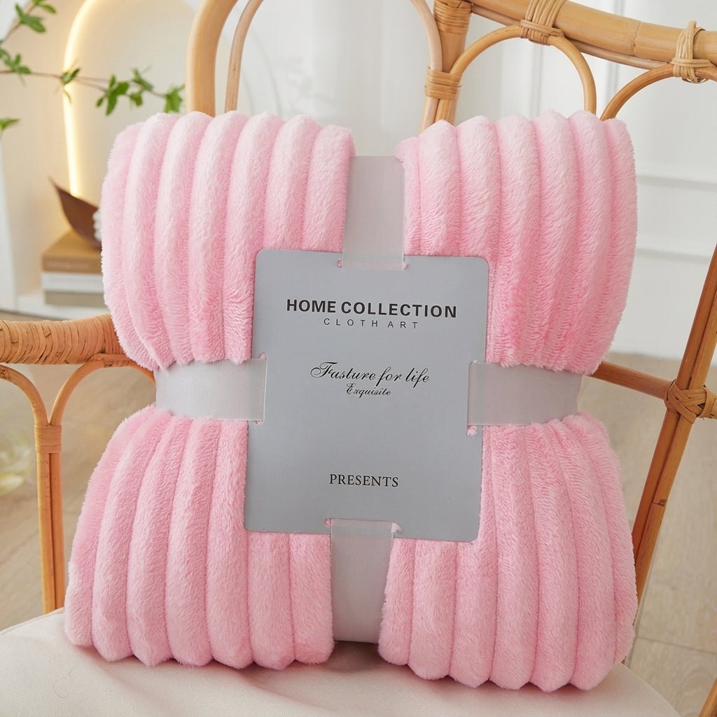 Cozy Soft Striped Flannel Throw Blanket - Throw Blanket - Pink - Seravelle Home