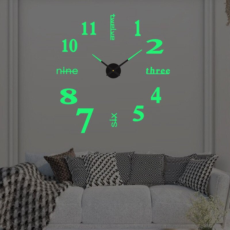 Creative 3D Wall Clock - Wall Clock - Half - Bright - Seravelle Home