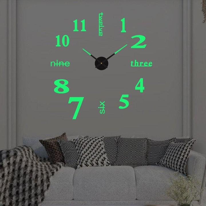 Creative 3D Wall Clock - Wall Clock - Half - Bright - Seravelle Home