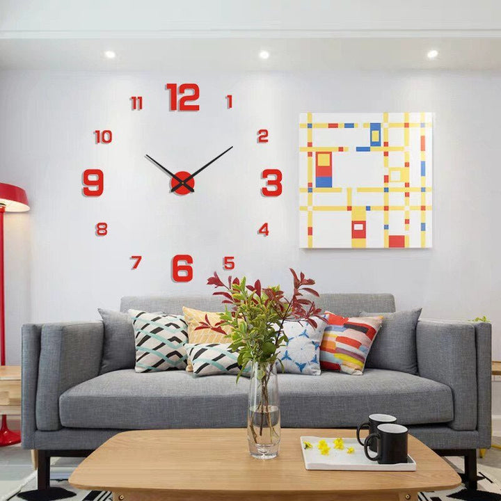 Creative 3D Wall Clock - Wall Clock - Numbered - Red - Seravelle Home