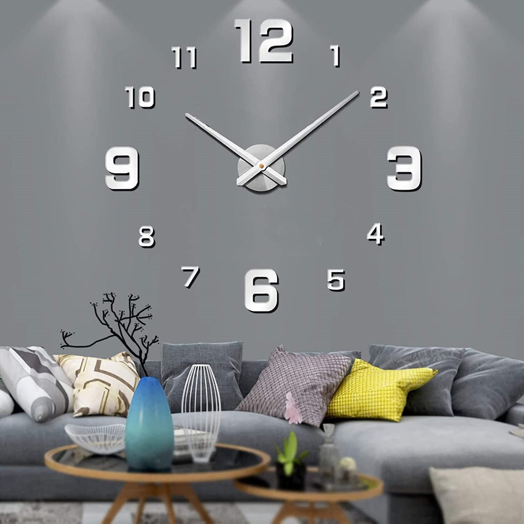 Creative 3D Wall Clock - Wall Clock - Numbered - Silver - Seravelle Home