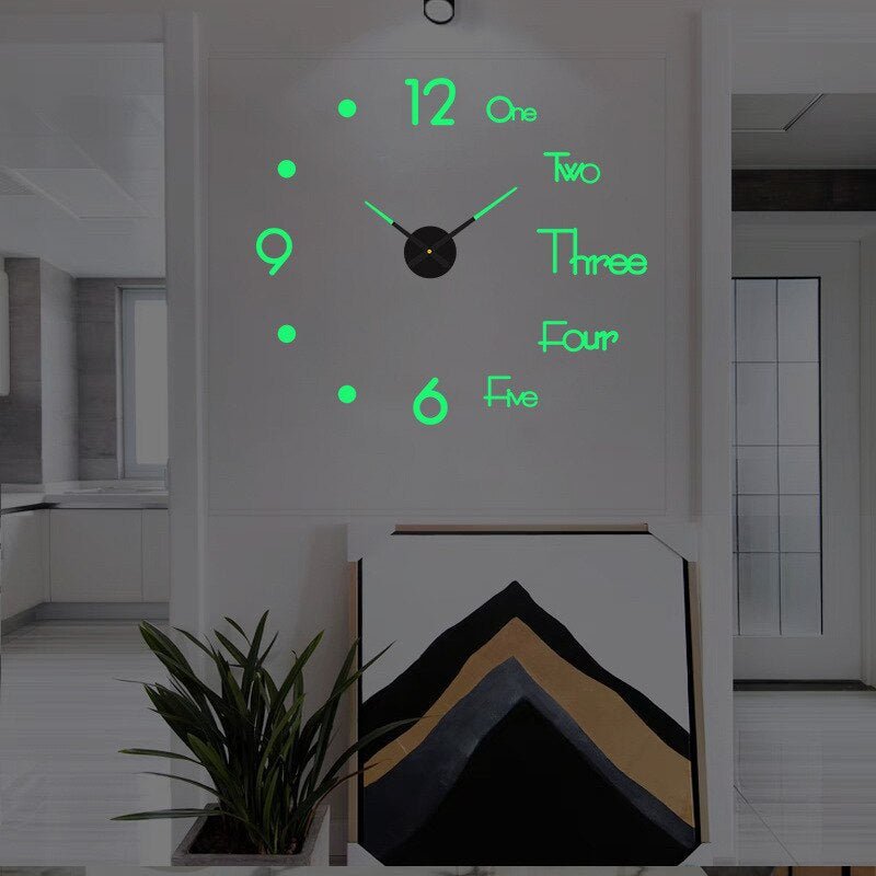 Creative 3D Wall Clock - Wall Clock - Half - Bright - Seravelle Home