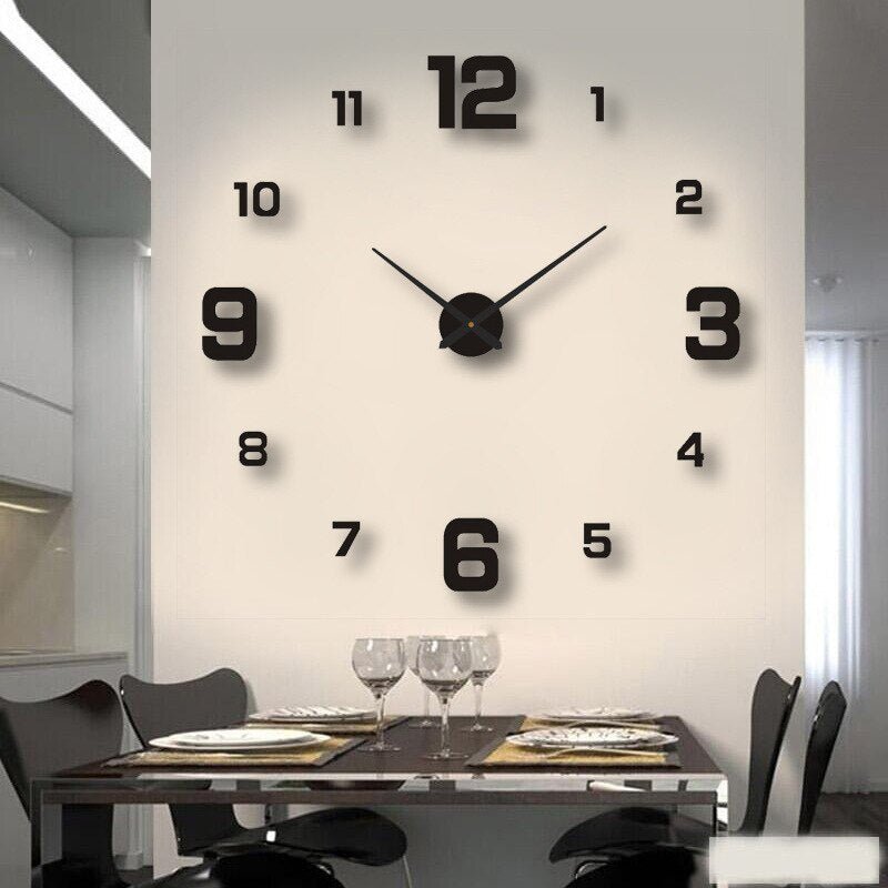 Creative 3D Wall Clock - Wall Clock - Numbered - Black - Seravelle Home