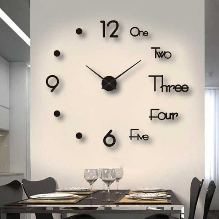 Creative 3D Wall Clock - Wall Clock - Half - Black - Seravelle Home