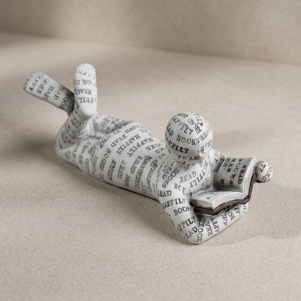 Creative Abstract Book Lover Sitting & Lying Figure Sculpture - Figurine - Home - Seravelle Home