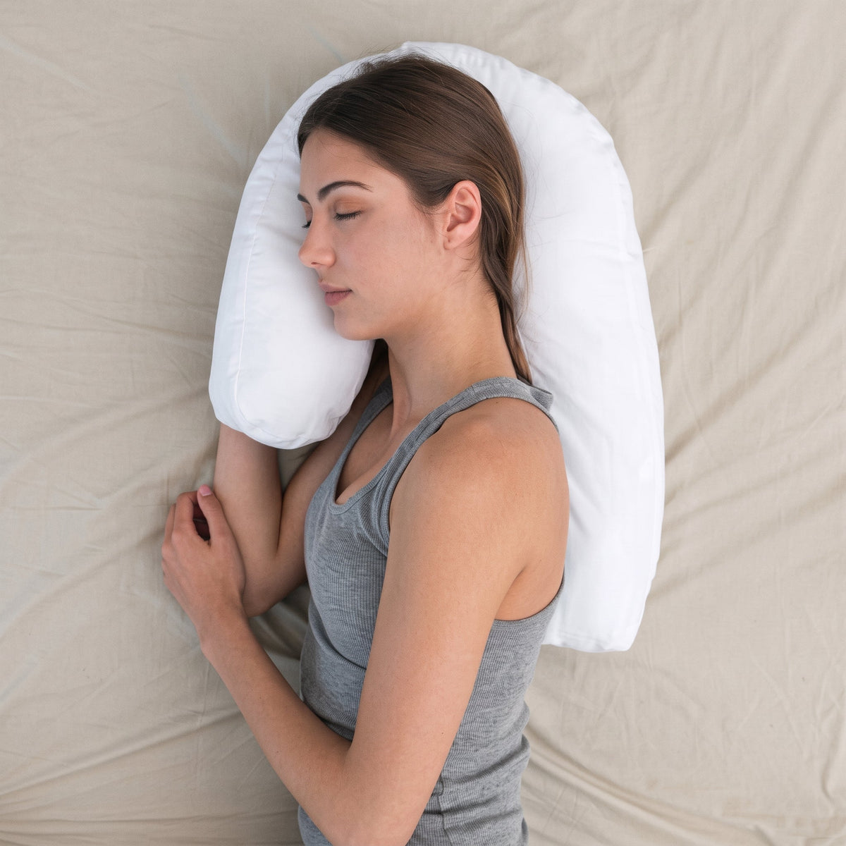 Curved Side Sleeper Pillow with Ear Hole Support - Body Pillows - White - Seravelle Home