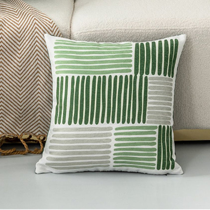 Cushion Cover with Abstract Embroidery and Concealed Zip - Pillowcases - Printed Lines - Seravelle Home