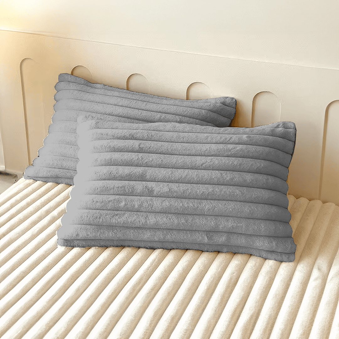 Cushion Cover with Ribbed Texture - Cushion Cover - Grey - Seravelle Home