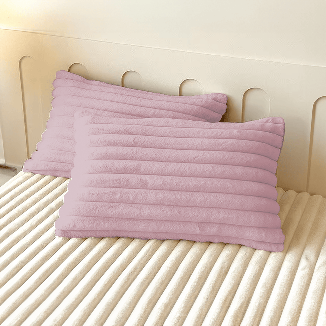 Cushion Cover with Ribbed Texture - Cushion Cover - Pink - Seravelle Home