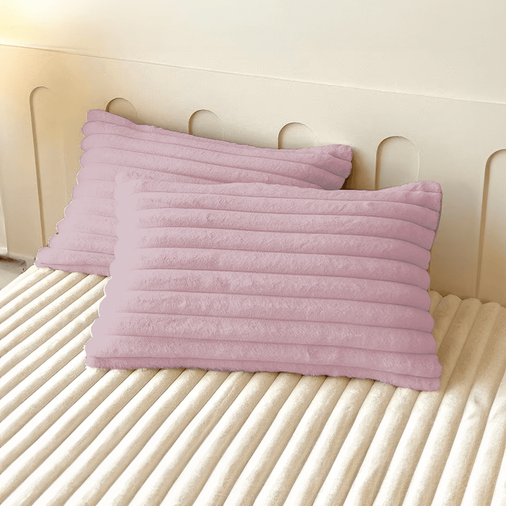 Cushion Cover with Ribbed Texture - Cushion Cover - Pink - Seravelle Home