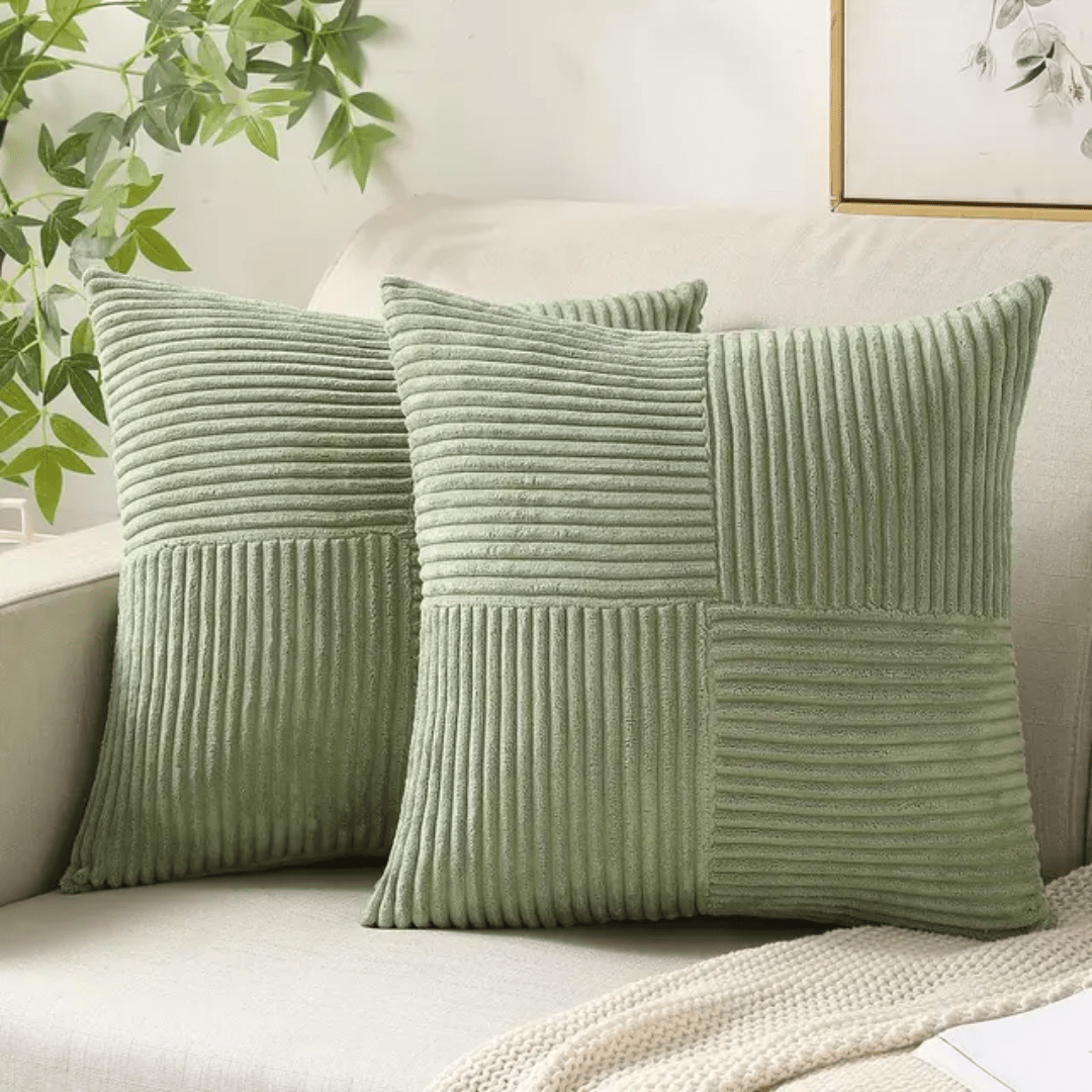 Cushion Cover with Textured Pattern - Cushion Cover - Light Green - Seravelle Home