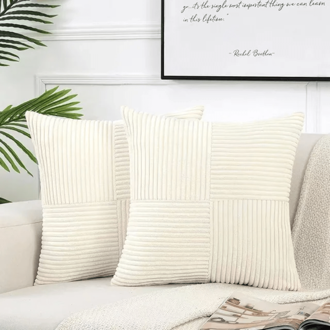 Cushion Cover with Textured Pattern - Cushion Cover - White - Seravelle Home