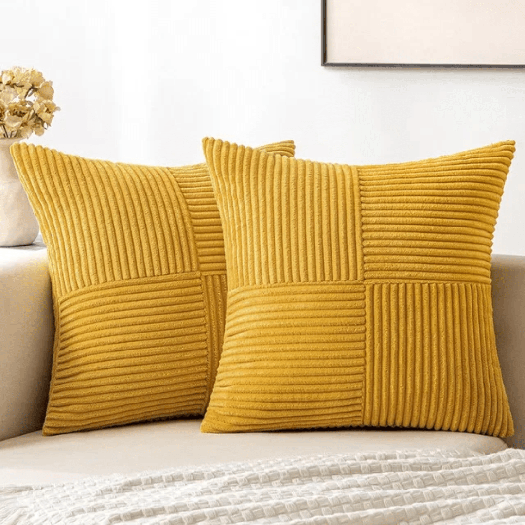 Cushion Cover with Textured Pattern - Cushion Cover - Yellow - Seravelle Home