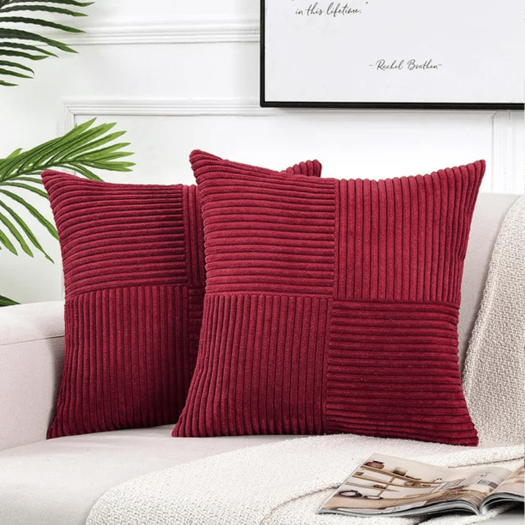 Cushion Cover with Textured Pattern - Cushion Cover - Red - Seravelle Home