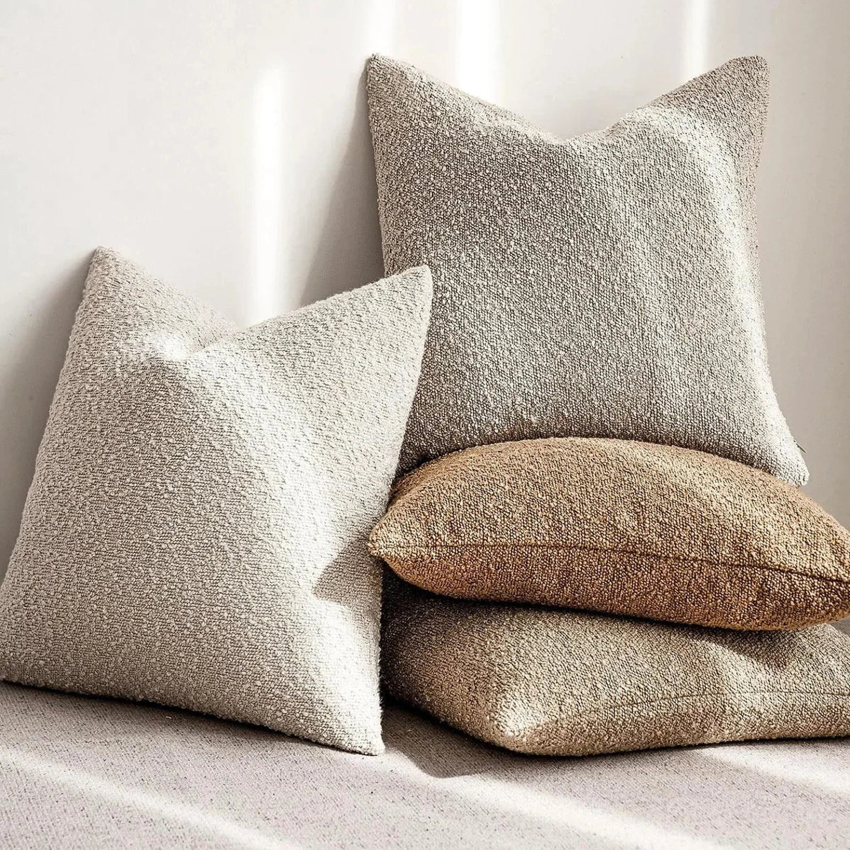 Decorative Bouclé Cushion Cover with Soft Loop Texture - Pillowcase - Black - Seravelle Home