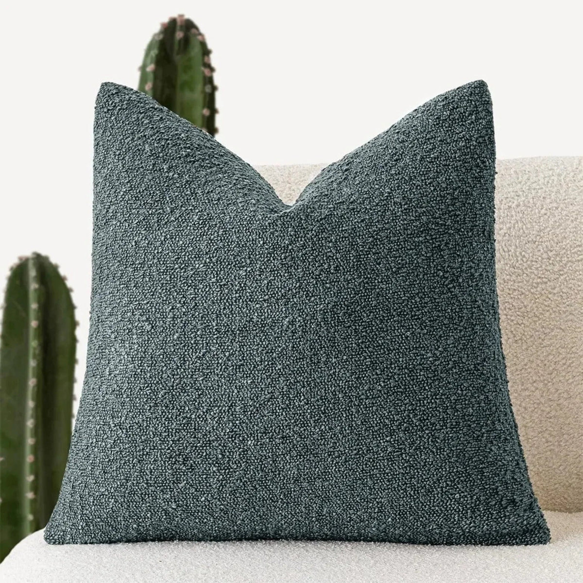 Decorative Bouclé Cushion Cover with Soft Loop Texture - Pillowcase - Dark Green - Seravelle Home