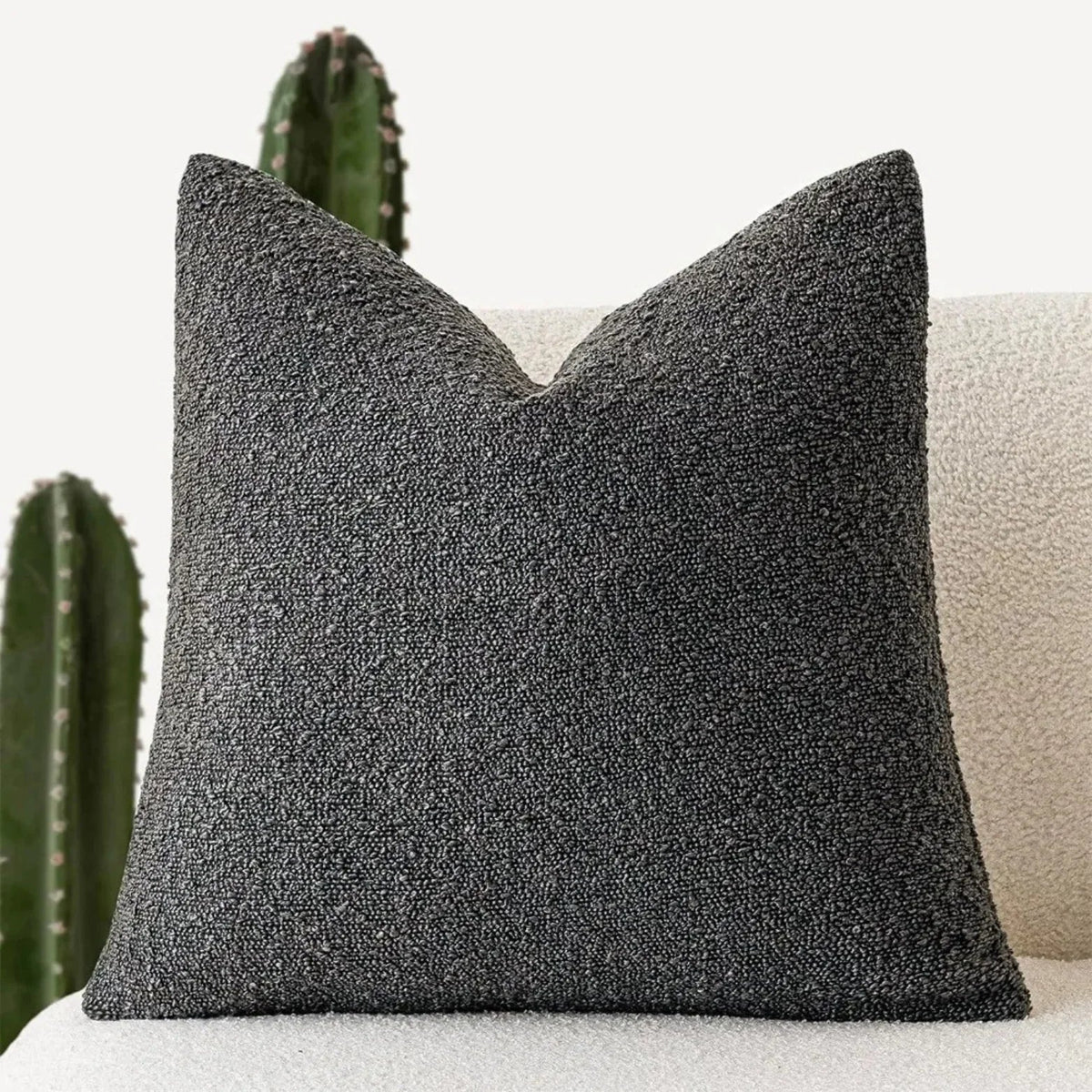 Decorative Bouclé Cushion Cover with Soft Loop Texture - Pillowcase - Dark Grey - Seravelle Home