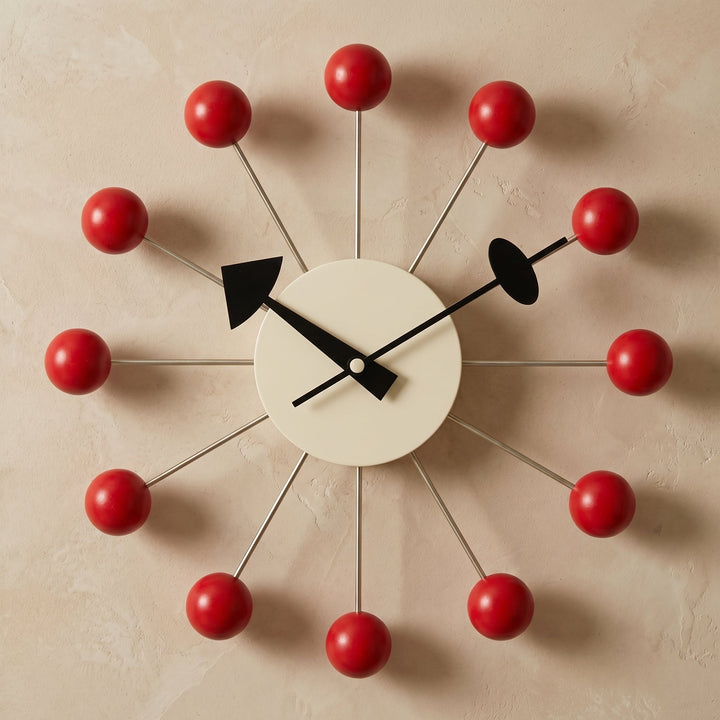 Decorative retro ball wall clock in a spherical design - Wall Clock - Red - Seravelle Home