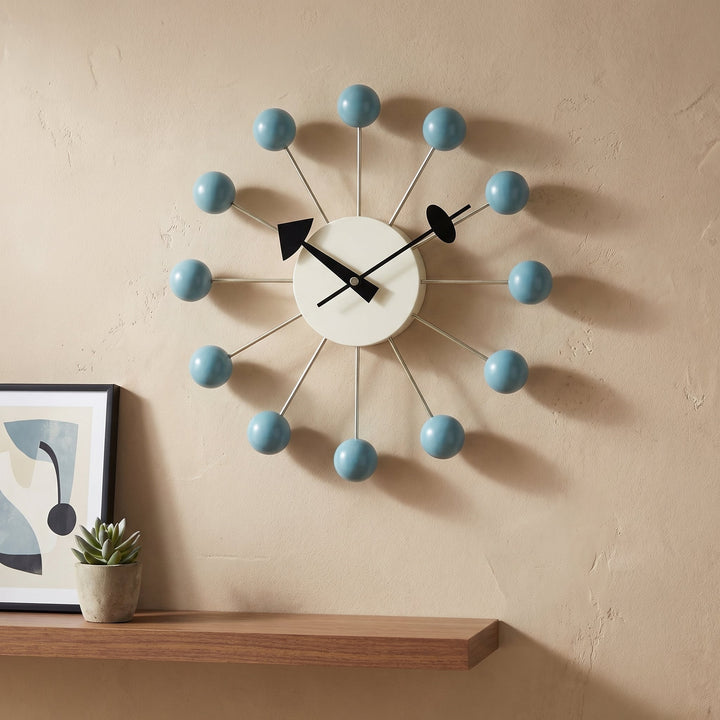 Decorative retro ball wall clock in a spherical design - Wall Clock - Blue - Seravelle Home