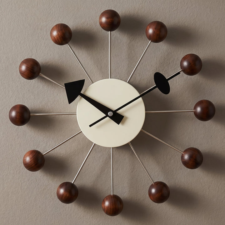 Decorative retro ball wall clock in a spherical design - Wall Clock - Dark brown - Seravelle Home