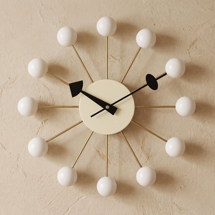 Decorative retro ball wall clock in a spherical design - Wall Clock - White - Seravelle Home