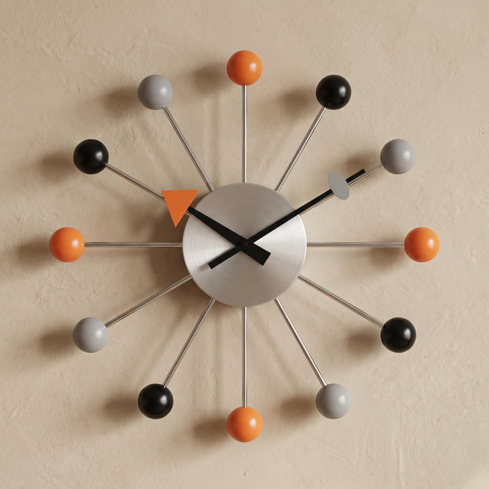 Decorative retro ball wall clock in a spherical design - Wall Clock - Plastic ball style - Seravelle Home