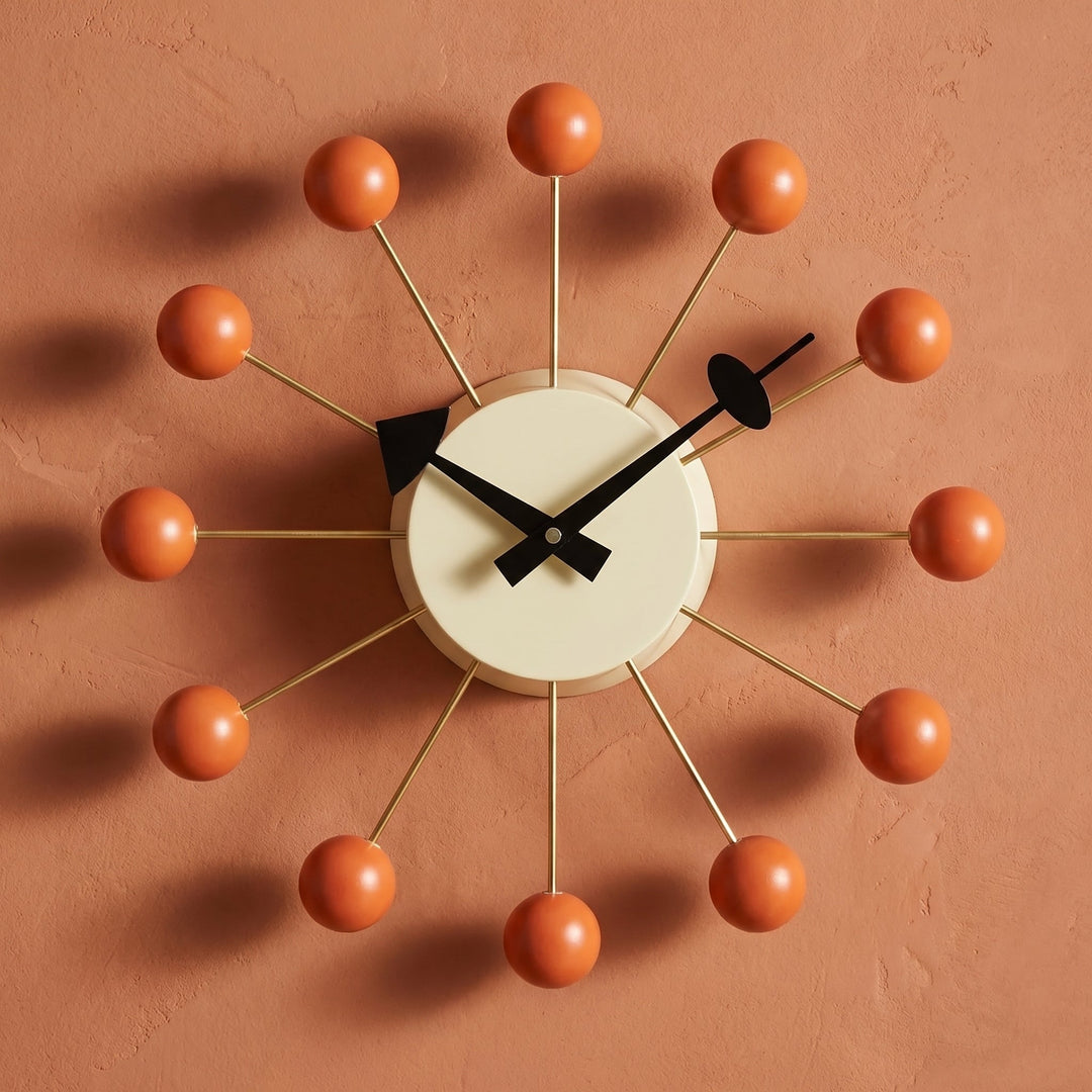Decorative retro ball wall clock in a spherical design - Wall Clock - Orange - Seravelle Home