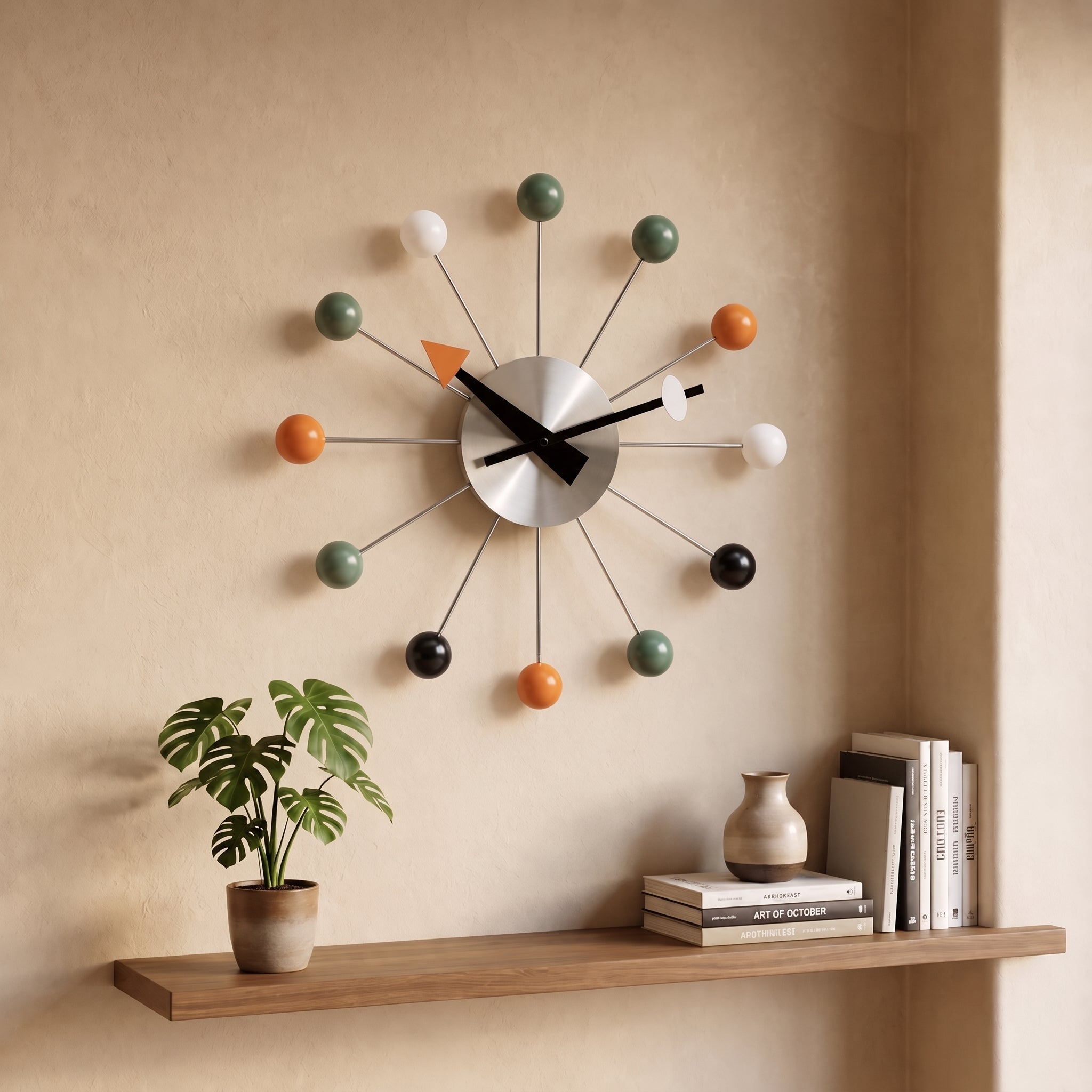 Decorative retro ball wall clock in a spherical design - Wall Clocks - Multicoloured - Seravelle Home