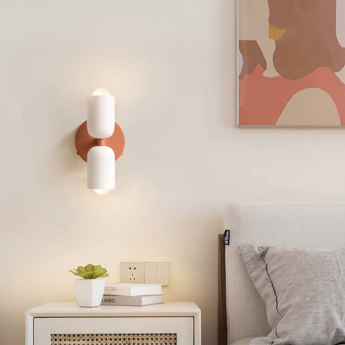 Double Head Wall Lights with Brass Frame and Glass Shades - Wall Light Fixtures - Pink - Seravelle Home