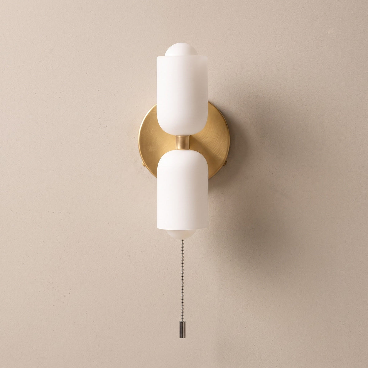 Double Head Wall Lights with Brass Frame and Glass Shades - Wall Light Fixtures - Gold - Seravelle Home