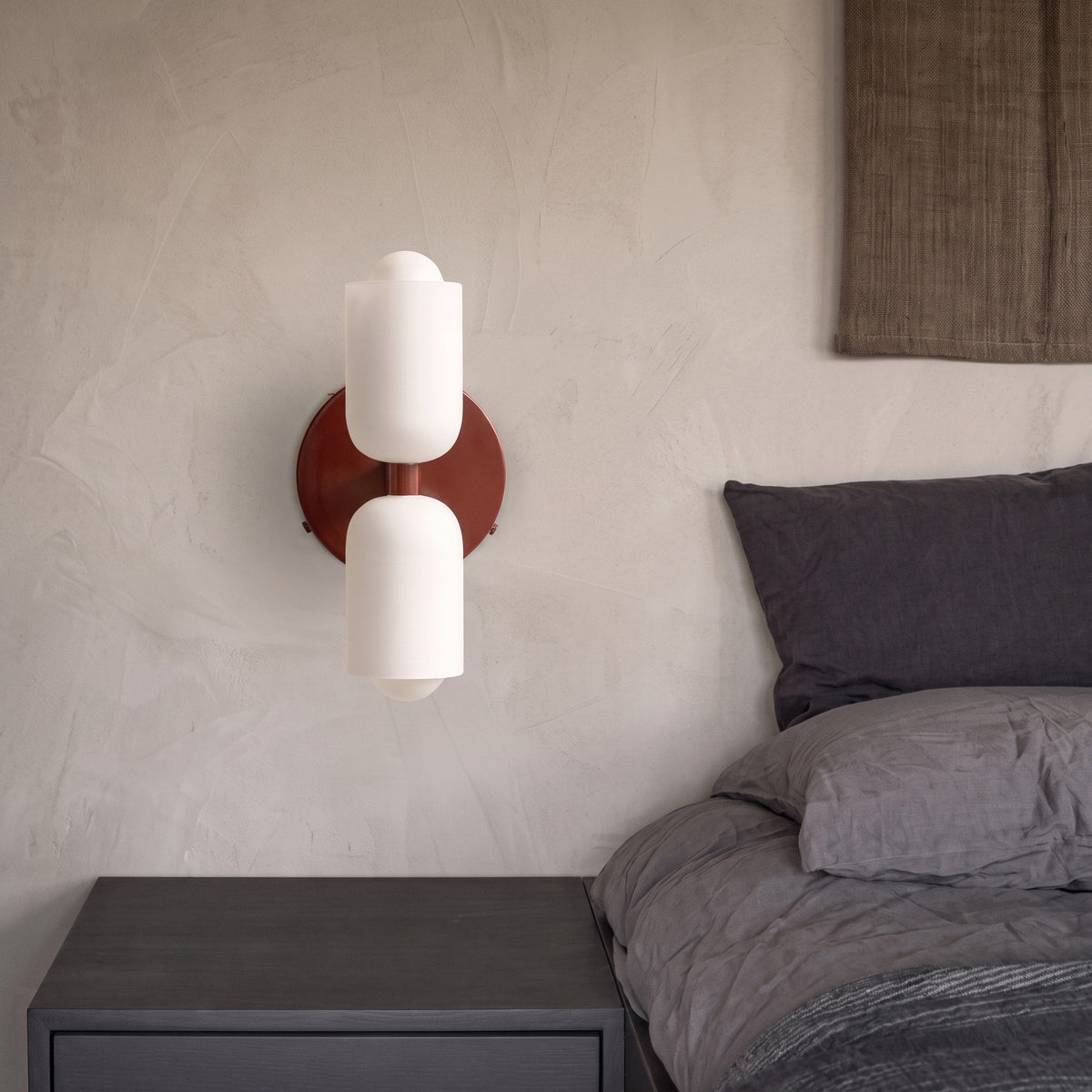 Double Head Wall Lights with Brass Frame and Glass Shades - Wall Light Fixtures - Red - Seravelle Home