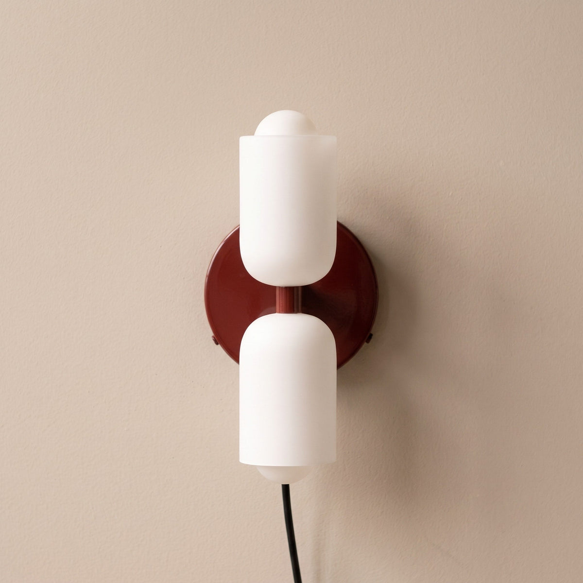Double Head Wall Lights with Brass Frame and Glass Shades - Wall Light Fixtures - Red - Seravelle Home
