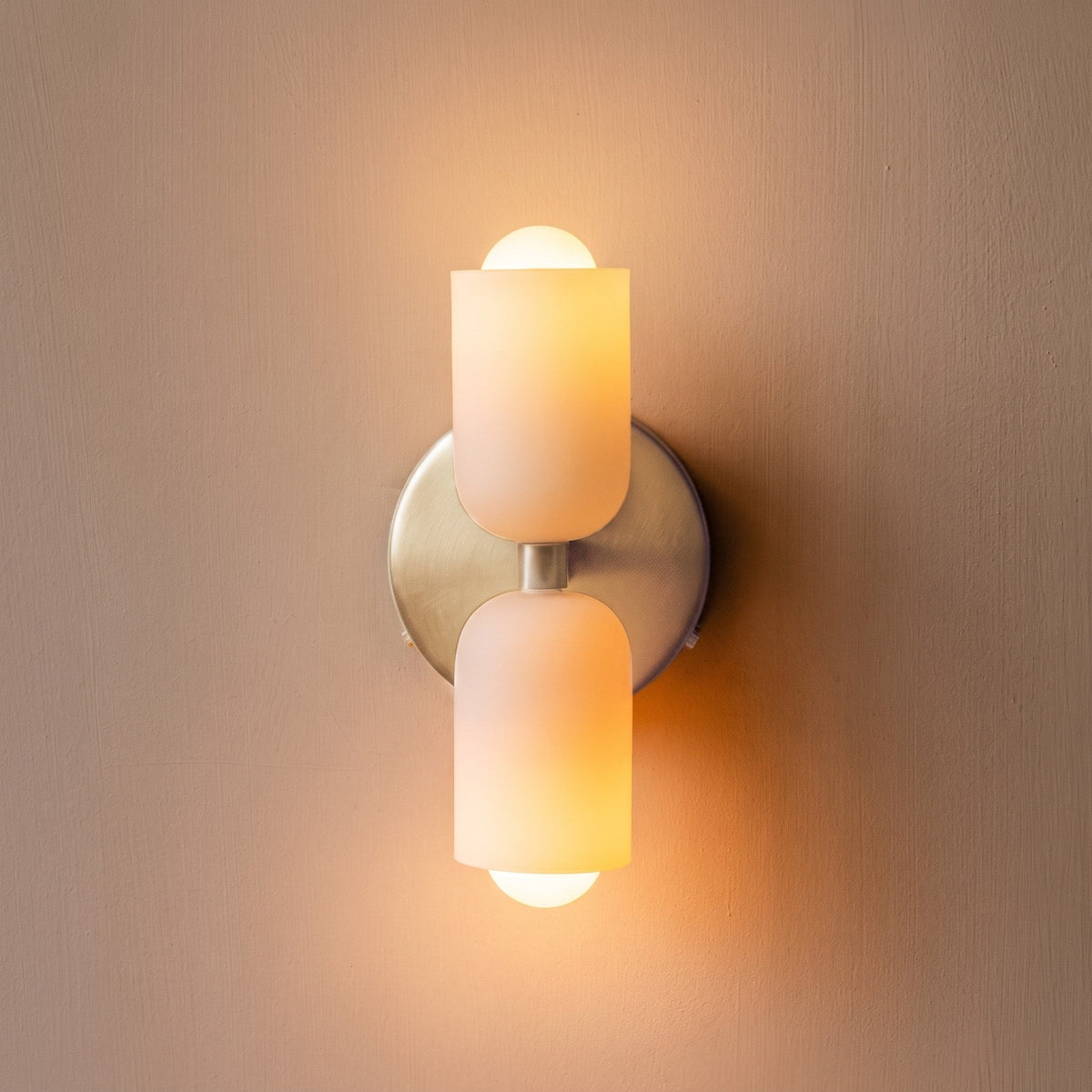Double Head Wall Lights with Brass Frame and Glass Shades - Wall Light Fixtures - Gold - Seravelle Home