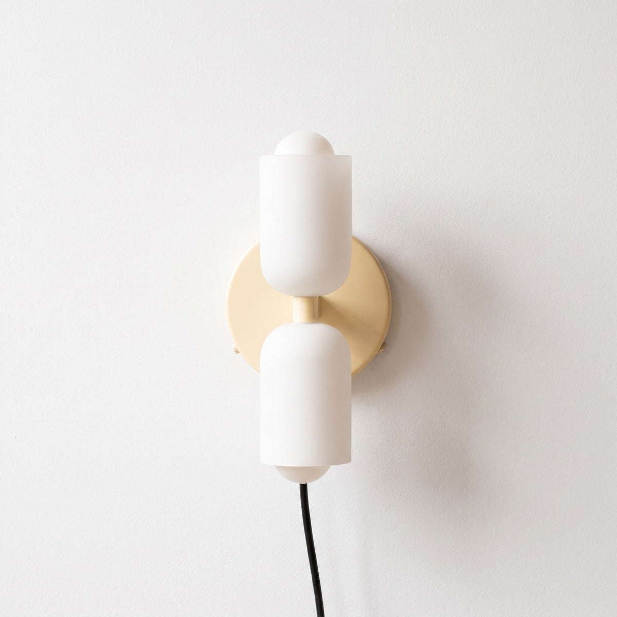 Double Head Wall Lights with Brass Frame and Glass Shades - Wall Light Fixtures - Cream - Seravelle Home