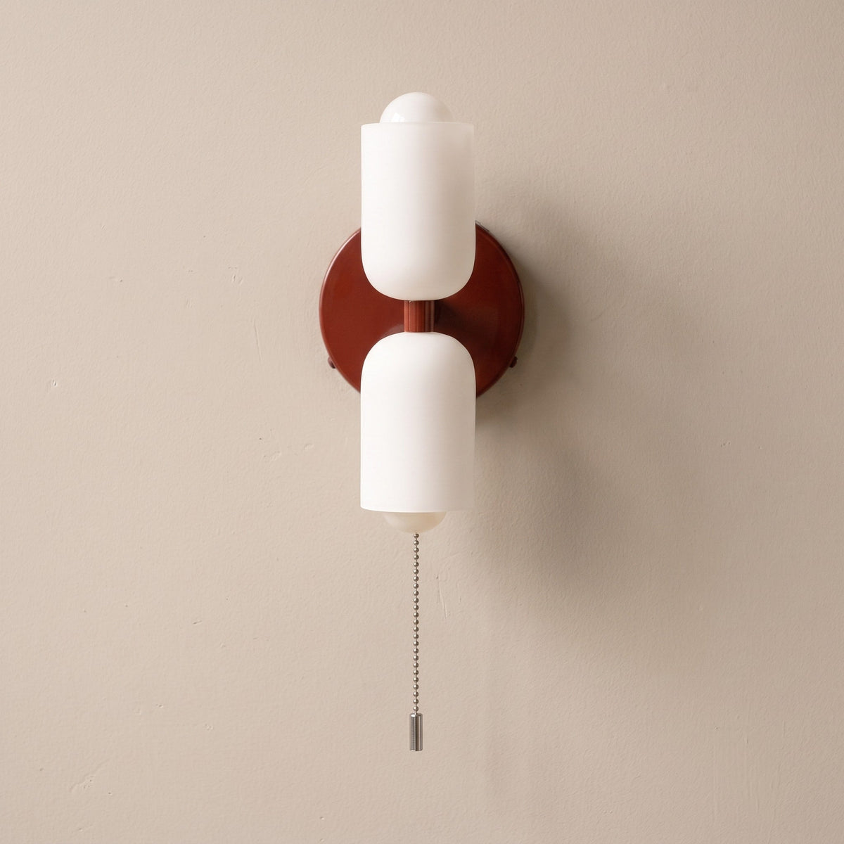Double Head Wall Lights with Brass Frame and Glass Shades - Wall Light Fixtures - Red - Seravelle Home