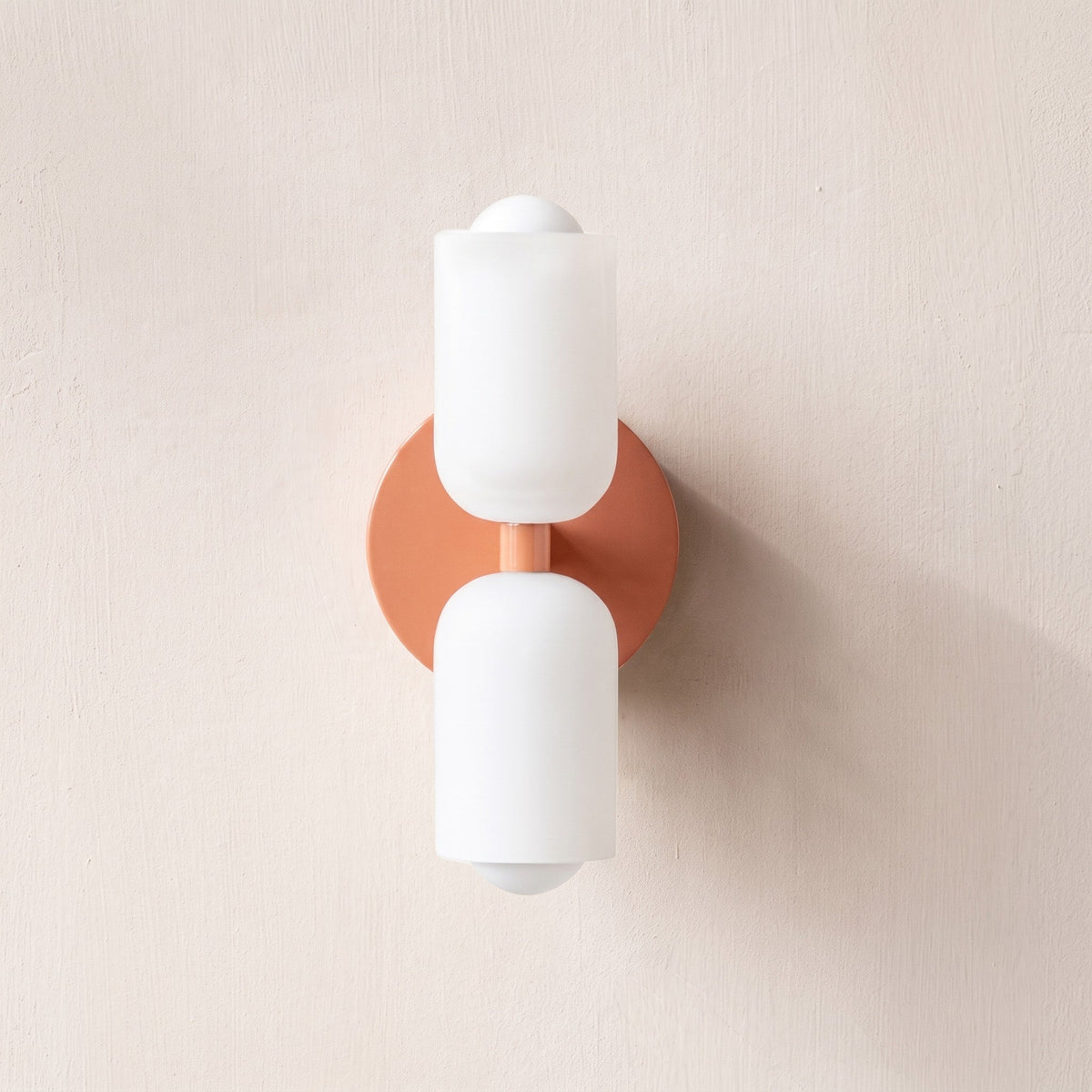 Double Head Wall Lights with Brass Frame and Glass Shades - Wall Light Fixtures - Pink - Seravelle Home
