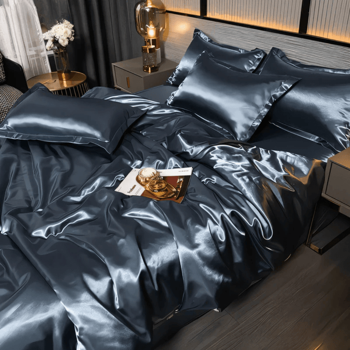 Durable Bedding Set with Glossy Surface - Bedding Set - Blue - Seravelle Home