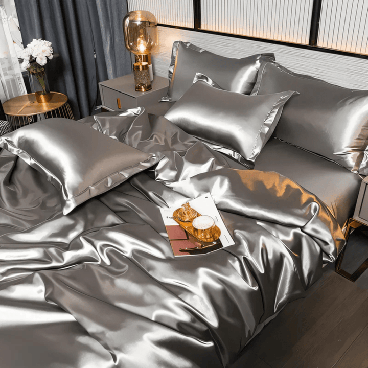 Durable Bedding Set with Glossy Surface - Bedding Set - Silver - Seravelle Home