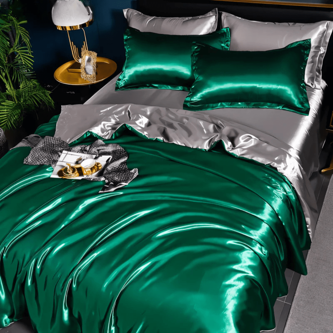 Durable Bedding Set with Glossy Surface - Bedding Set - Silver Green - Seravelle Home