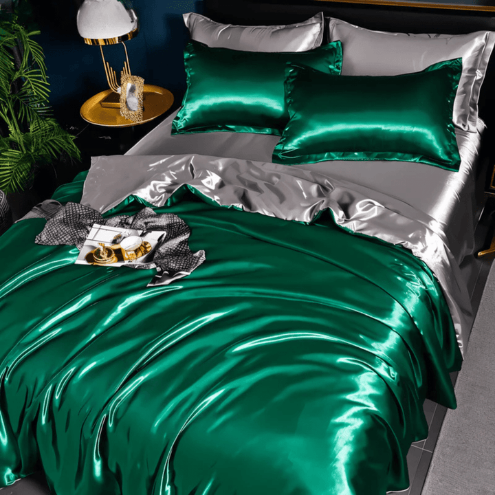 Durable Bedding Set with Glossy Surface - Bedding Set - Silver Green - Seravelle Home