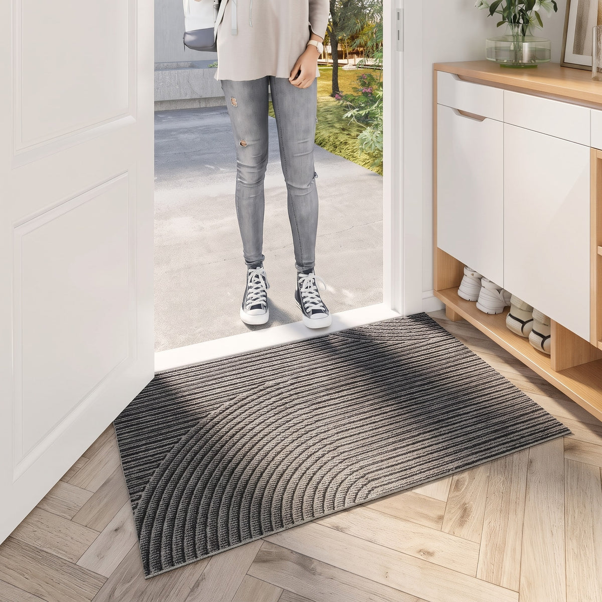 Curved Line Pattern Non-Slip Entrance Doormat