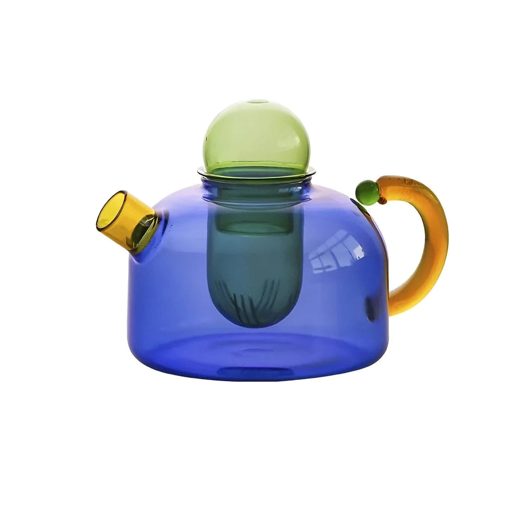 Elara - Transparent Teapot with Cups Made of Borosilicate Glass - Teapot - Blue - Seravelle Home