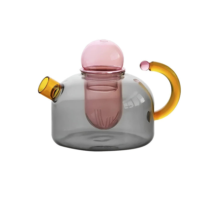 Elara - Transparent Teapot with Cups Made of Borosilicate Glass - Teapot - Gray - Seravelle Home