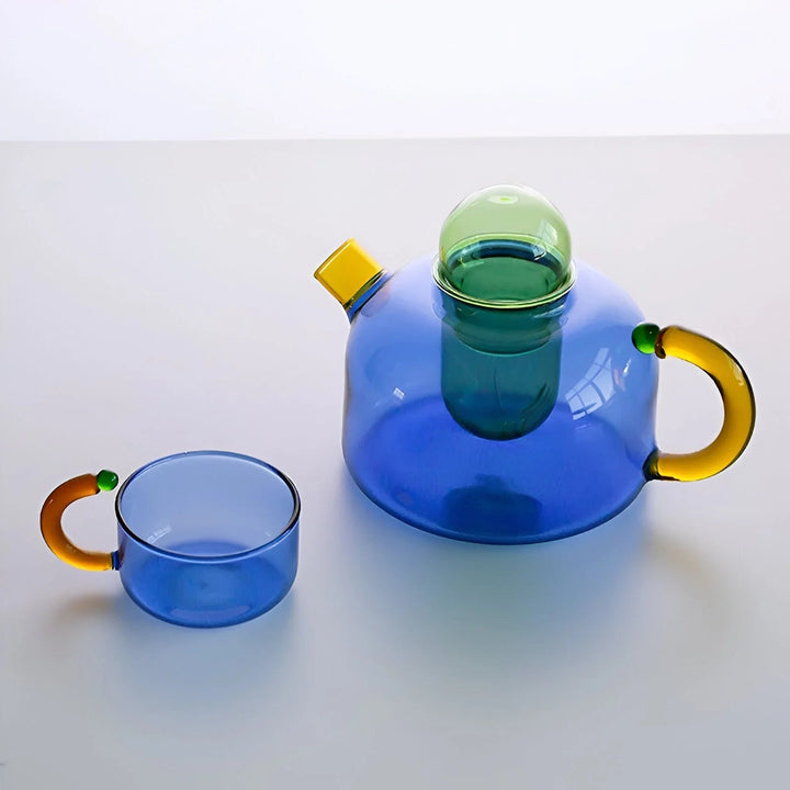 Elara - Transparent Teapot with Cups Made of Borosilicate Glass - Teapot - Gray - Seravelle Home